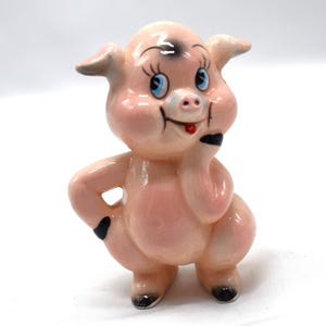 Vintage Pig Ceramic Figurine - 1957 Kreiss Midcentury Modern Home Decor