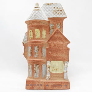 Vintage viktorianisches Haus Ton Wand Taschenvase (Kontrapunkt Keramik um 1970er Jahre; Japan)