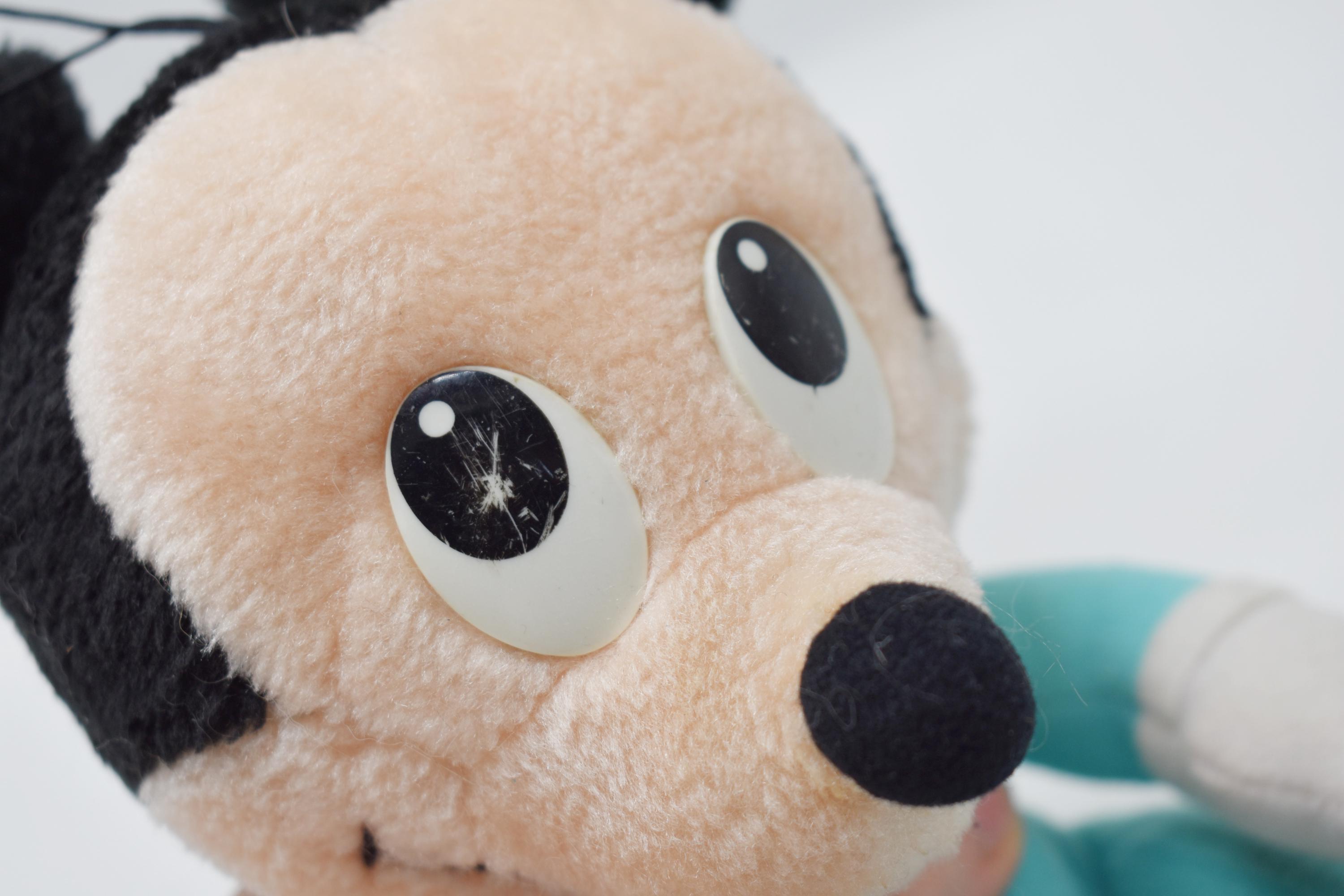 Vintage Baby Mickey Mouse 1980s Plush Stuffed Toy in Sky Blue