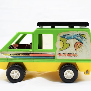 Vintage Fisher-Price Camping Van Toy - Adventure People (1977) Green Camper Toy