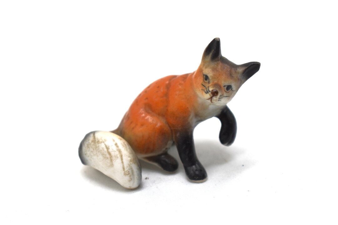 Vintage Fox Miniature Figure - Japanese Fine Bone China (c. 1960s