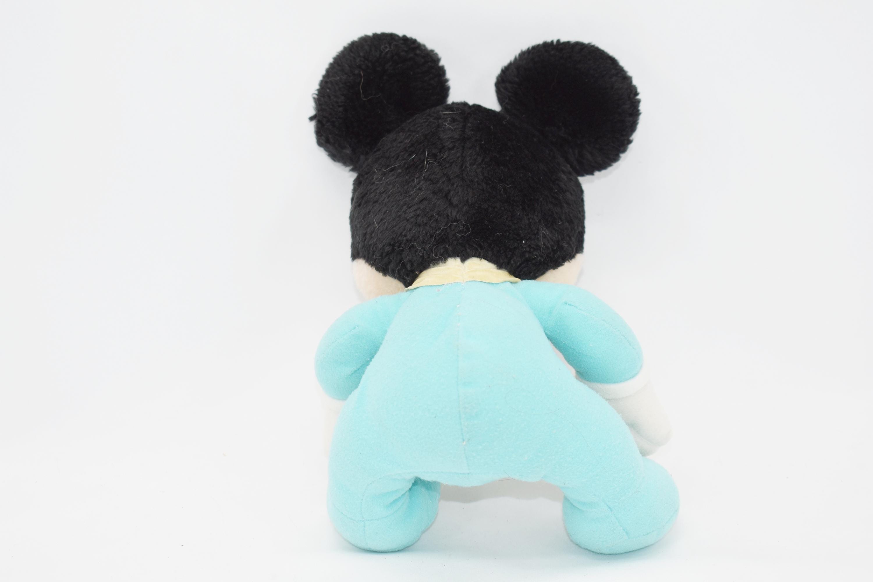 Vintage Baby Mickey Mouse 1980s Plush Stuffed Toy in Sky Blue