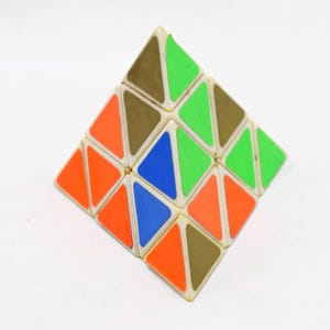 Vintage Pyramid Pyraminx Toy - Unique Retro Gift or Desk/Shelf Home Decor (Similar to Rubik&#39;s Cube)