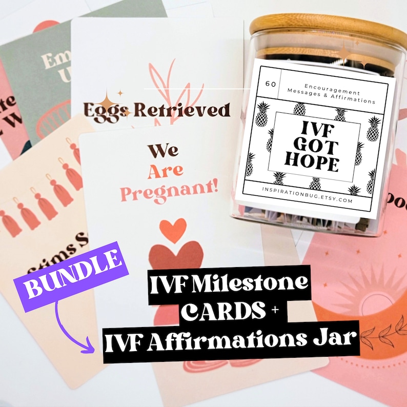 IVF Affirmation Cards, 60 Messages To Help You Navigate IVF, IVF Gifts, Pineapple Gifts, IVF Care Package, IVF Calendar, Transfer, Mom To Be, Affirmation Jar, Motivational Jar