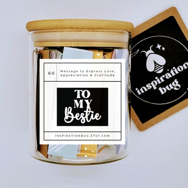 Best Friend Bestie, 60 Messages To Express Your Love and Gratitude, Bestie Gift, Gifts For Friends, Gifts For Mom and Dad, Motivational Jar