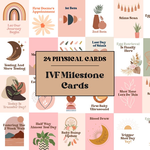 IVF Milestone Cards, IVF Gift, IVF Rainbow, 24 Milestone Cards To Document Your ivf Journey, ivf Care Package, Affirmations