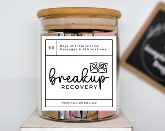 Breakup Gift, 60 Messages and Affirmations, Divorced, Divorced Gifts, Breakup Care Package, Breakup Shirt, Motivational Jar