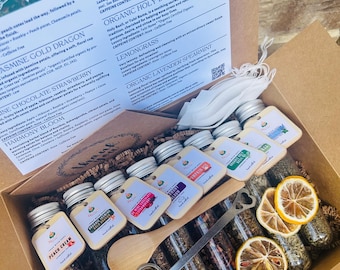 Tea Gift Box for Her – Relaxation Self Care Gift Set – Cozy Wellness Gift – Herbal Tea Sampler