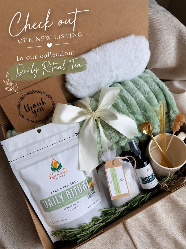 Luxury Tea Gift Box, Herbal Tea Gift Set, Self Care Gift Box, Spa Gift Basket, Relaxation Gift, Wellness Gift, Loose Leaf Tea, Tea Lover Gift, Cozy Gift Box, Ayurvedic Tea, Organic Herbal Tea, Mother’s Day Gift, Birthday Gift for Her, Thinking of You Gift, Get Well Soon Gift, Bridesmaid Gift, Christmas Gift, Tea Ritual, Mindful Living, Handmade Tea, Namaste Blends, Artisan Tea, Gift for Women, Relaxation Box, Care Package, Premium Tea Collection