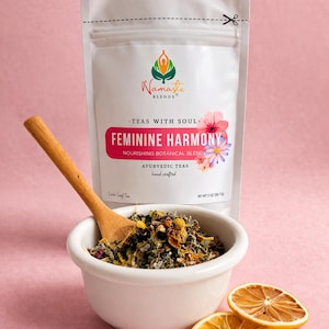Herbal tea bags packaging with digestion balance blend, natural botanical tea bags, caffeine free herbal tea for daily ritual, cozy tea gift for self care and mindful tea moments