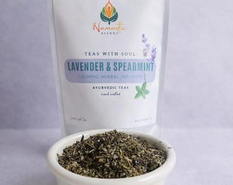 Lavender Spearmint Loose Leaf Tea Herbal Tea Caffeine Free Lavender Mint Tea Calming Herbal Tea Cozy Tea Gift Relaxing Tea