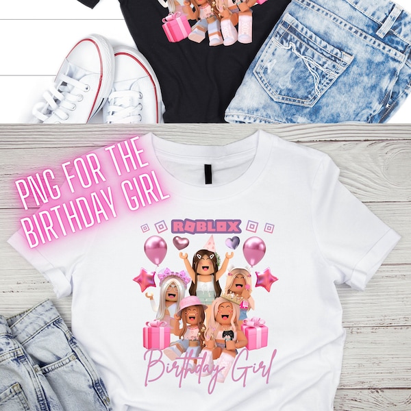 Roblox Birthday Party Shirt PNG, Roblox, roblox girl, birthday party, birthday girl, guests, High resolution, sublimation, printable HTV