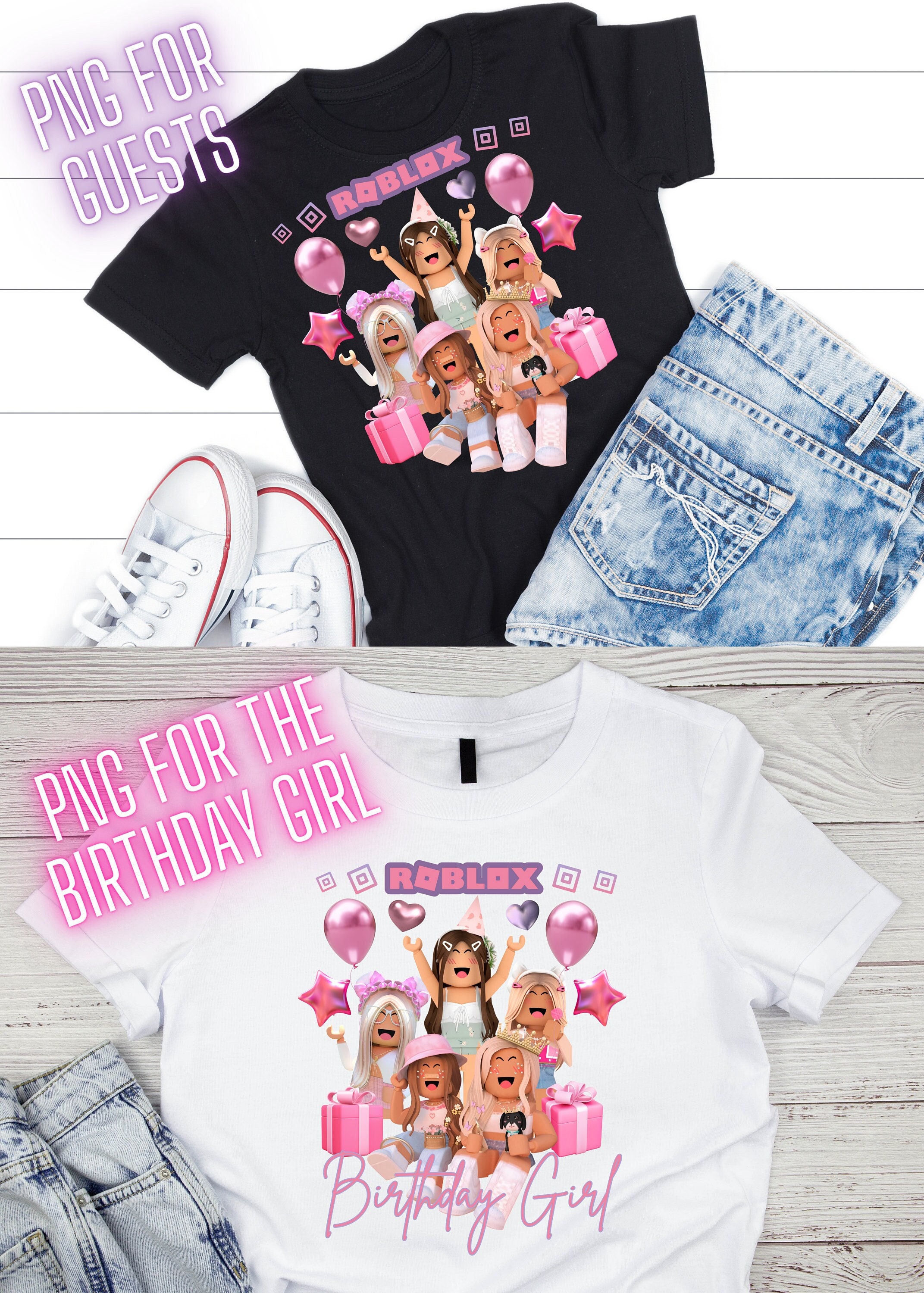 ROBLOX THEME GIRLS PERSONALISED BIRTHDAY T-SHIRT ANY NAME,NUMBER