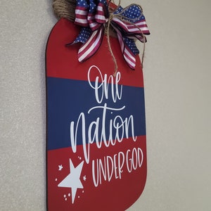 One nation under God mason jar sign, USA welcome sign, Patriotic wall hanging image 4