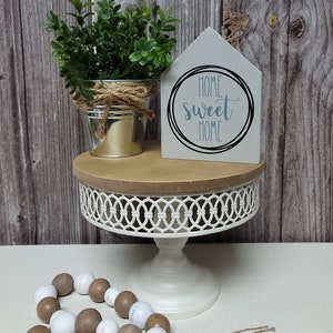 Chunky wood house, tiered tray decor, Home sweet home, mini sign, shelf sign, wood block sign