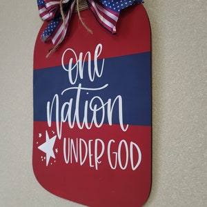 One nation under God mason jar sign, USA welcome sign, Patriotic wall hanging image 3