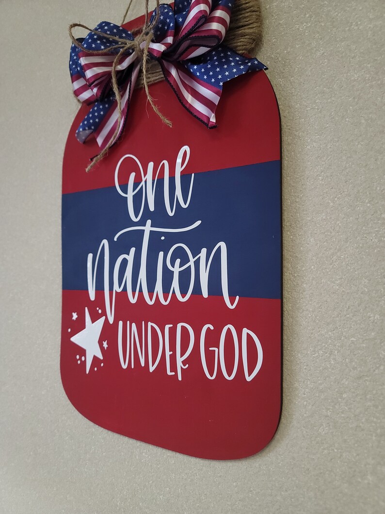 One nation under God mason jar sign, USA welcome sign, Patriotic wall hanging image 3