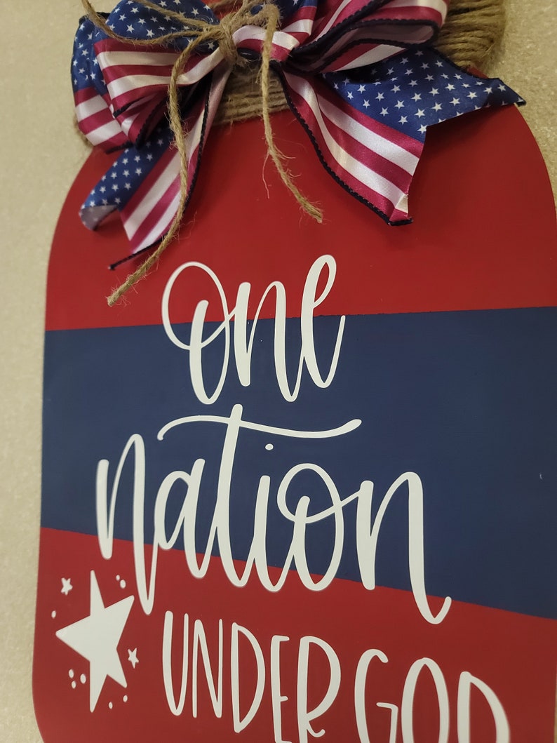 One nation under God mason jar sign, USA welcome sign, Patriotic wall hanging image 6
