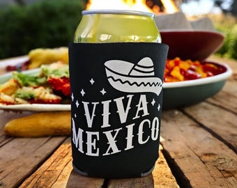 24 Pcs Mexican Can Cooler Sleeves - Neoprene, Fiesta Design, For 12 Oz Cans, Cinco De Mayo Party Supplies