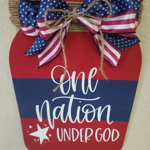 One nation under God mason jar sign, USA welcome sign, Patriotic wall hanging image 5