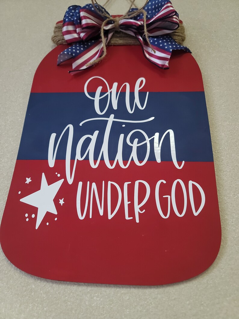 One nation under God mason jar sign, USA welcome sign, Patriotic wall hanging image 2