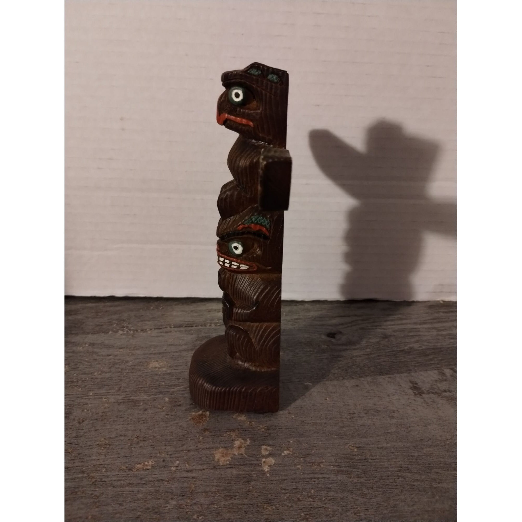 Mid Century Vintage 6 3/4” Resin Northwestern Tribal Painted Totem