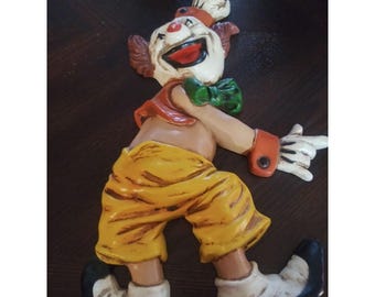 Vintage Homco Circus Clown Hanging Wall Plaque 13 Inch