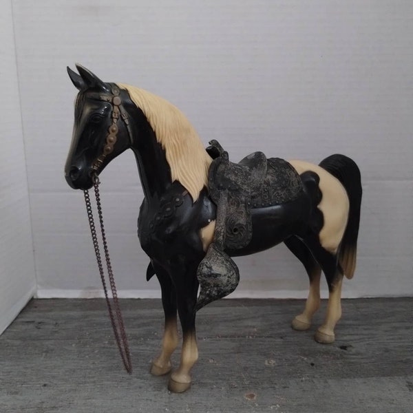 RARE Breyer Black/White Pinto Western Pony 9 1/2" Tall