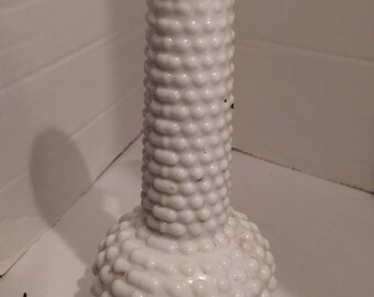 EO Brody Co. White Milk Glass Hobnail Bud Vase 7.5”