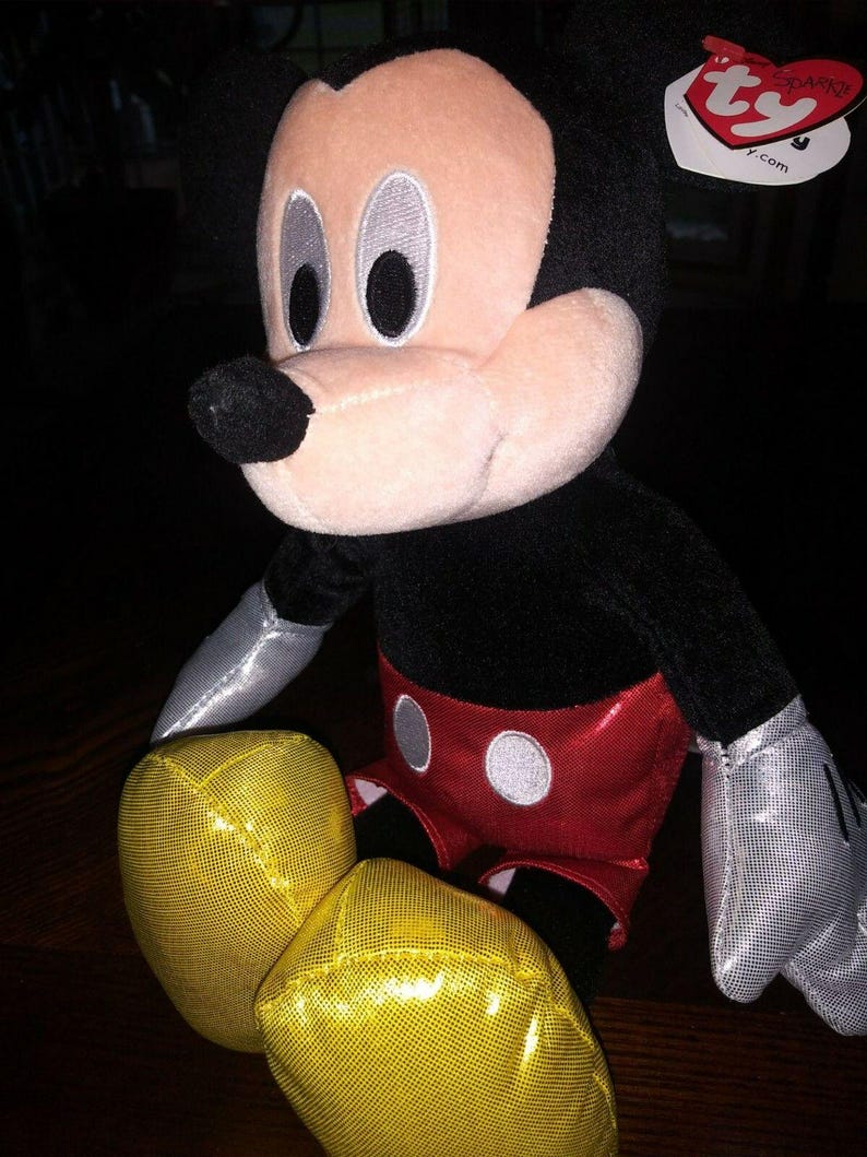 Disney Mickey Mouse TY Sparkle 12' Plush Set w/ Sparkly Clothes immagine 1