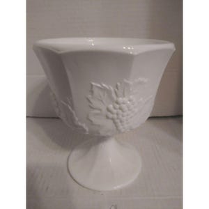 Indiana Glass Co. Milk Glass Grape Harvest Footed Bowl