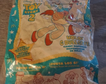 1999 McDonalds Toy Story 2 Woody's Round Up Candy Dispenser Woody & Bullseye