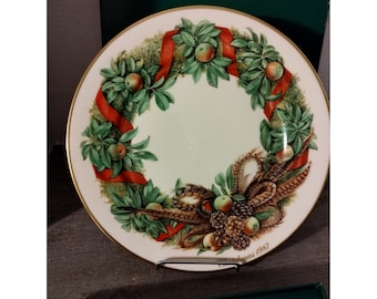 Lenox Christmas 1987 Pennsylvania Decorative Plate Colonial Christmas Wreath