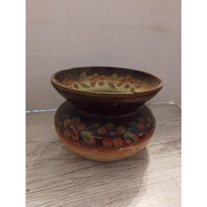 Vintage Hand-Painted Ceramic Floral Vase 7.5" X 5" Rustic Decor