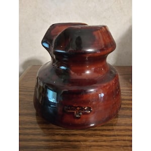 Vintage Brown Porcelain Ceramic Electric Insulator - Locke 2