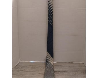 Vintage Striped Tie By Georges Mens Shop Bethlehem PA 51" Blue Gray & White Polyester