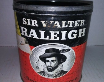 vintage sir walter raleigh tobacco tin Vintage Sir Walter Raleigh Tobacco Store Advertising Tin