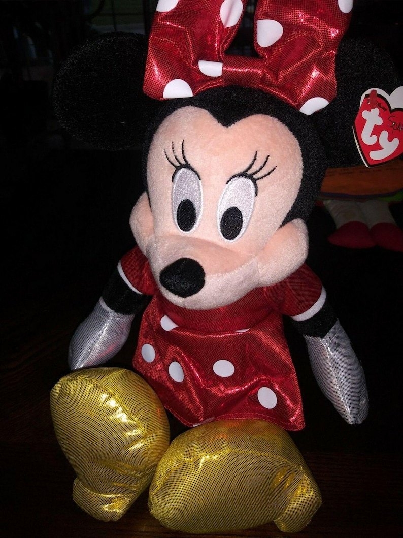 Disney Minnie Mouse TY Sparkle 12' Plush Set w/ Sparkly Clothes image 1