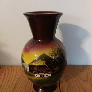 Schwarz-Waldhaus Zell Art Pottery Hand Painted Cabin Scene Vase