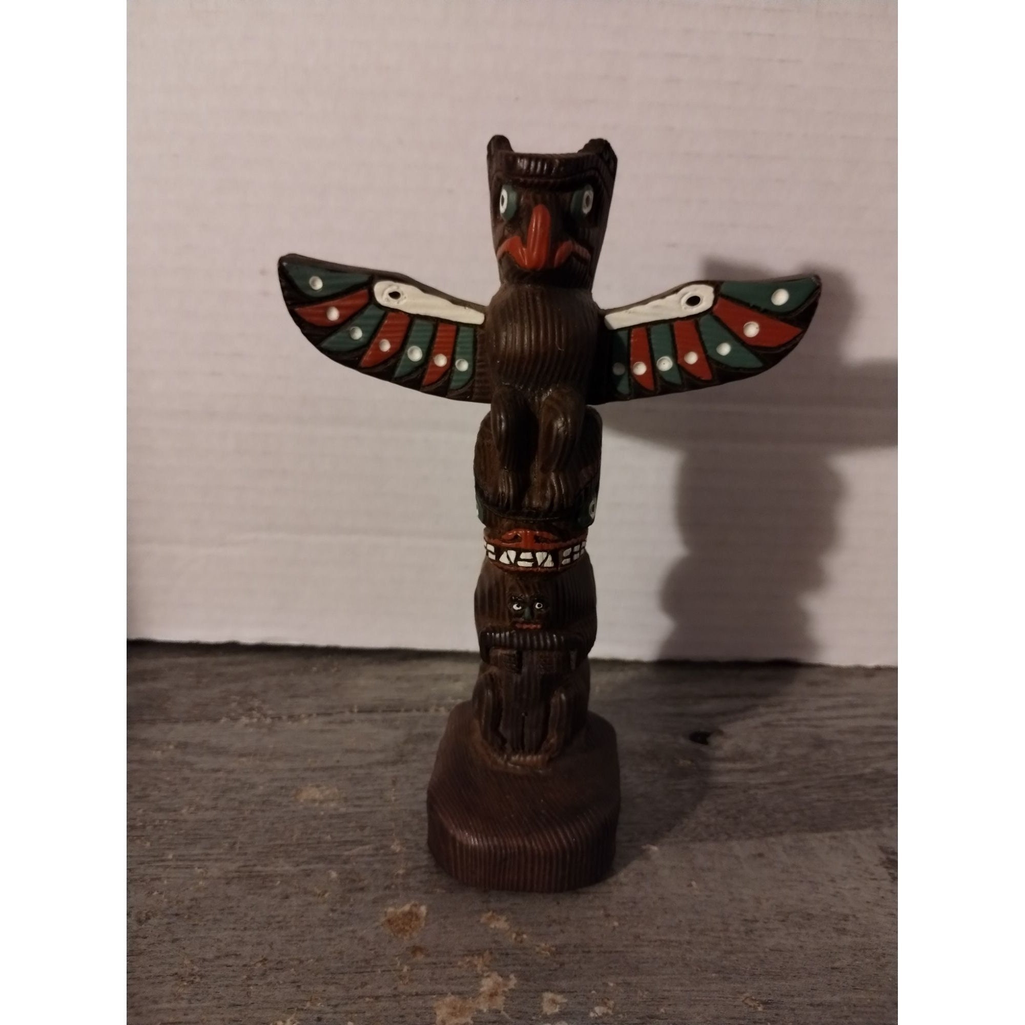 50年代　トーテムポール　アメリカ　ビンテージ Mid Century Vintage 6 3/4” Resin Northwestern Tribal Painted Totem