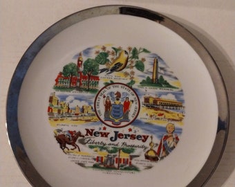 9 3/8" New Jersey The Garden State Liberty & Prosperity Souvenir Plate Landmarks