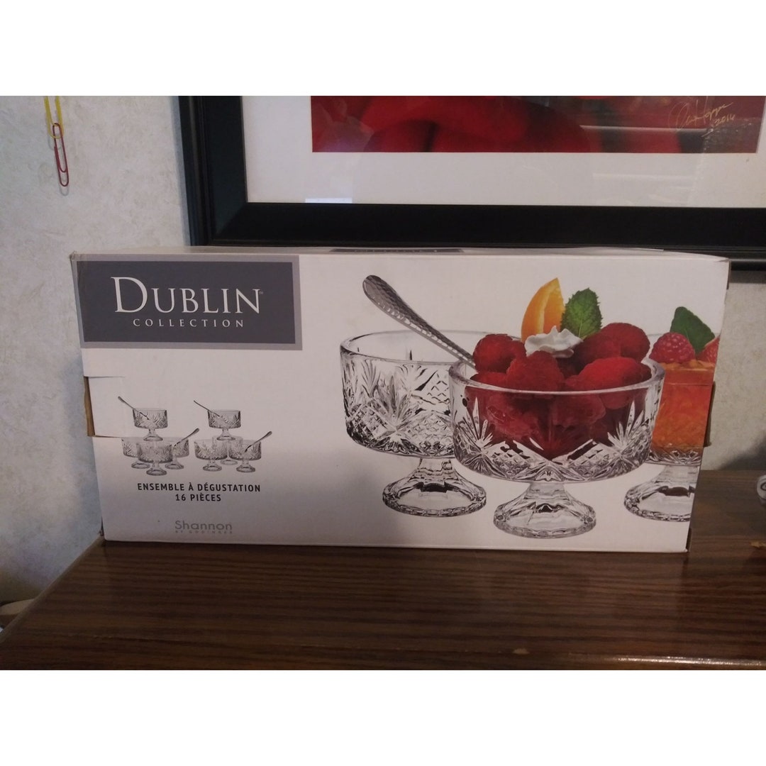 Godinger Dublin Collection 16 Piece Crystal Taster Trifle Set Bowls and