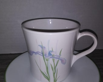 Corning Corelle SHADOW IRIS Coffee Tea Cup Mug and Saucer