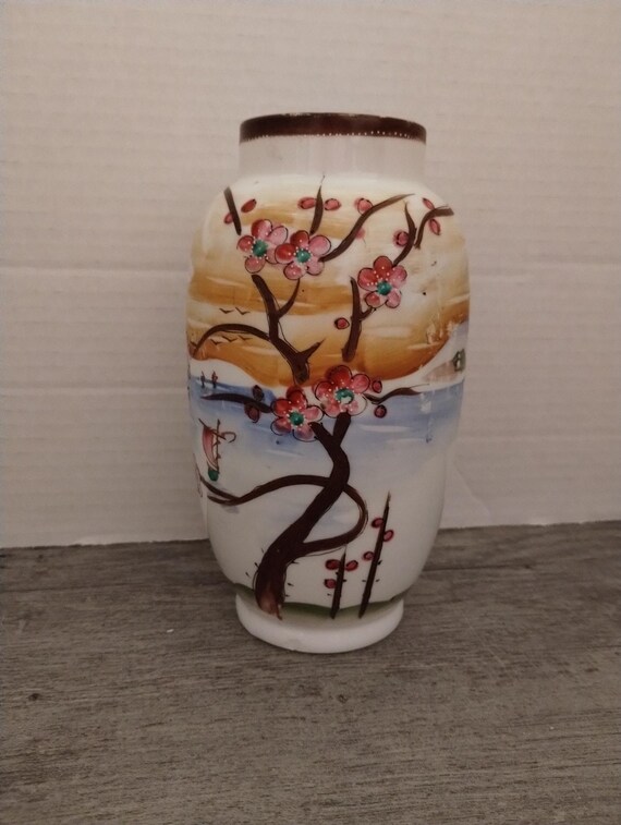 Cherry Blossoms Ocean Scene Hand Painted 7