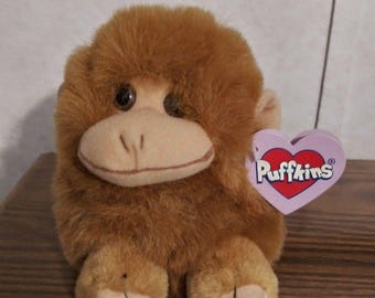 Swibco Puffkins Amber Monkey 5" Plush 1997 Style 6622 w/ Hanging Tag Intact