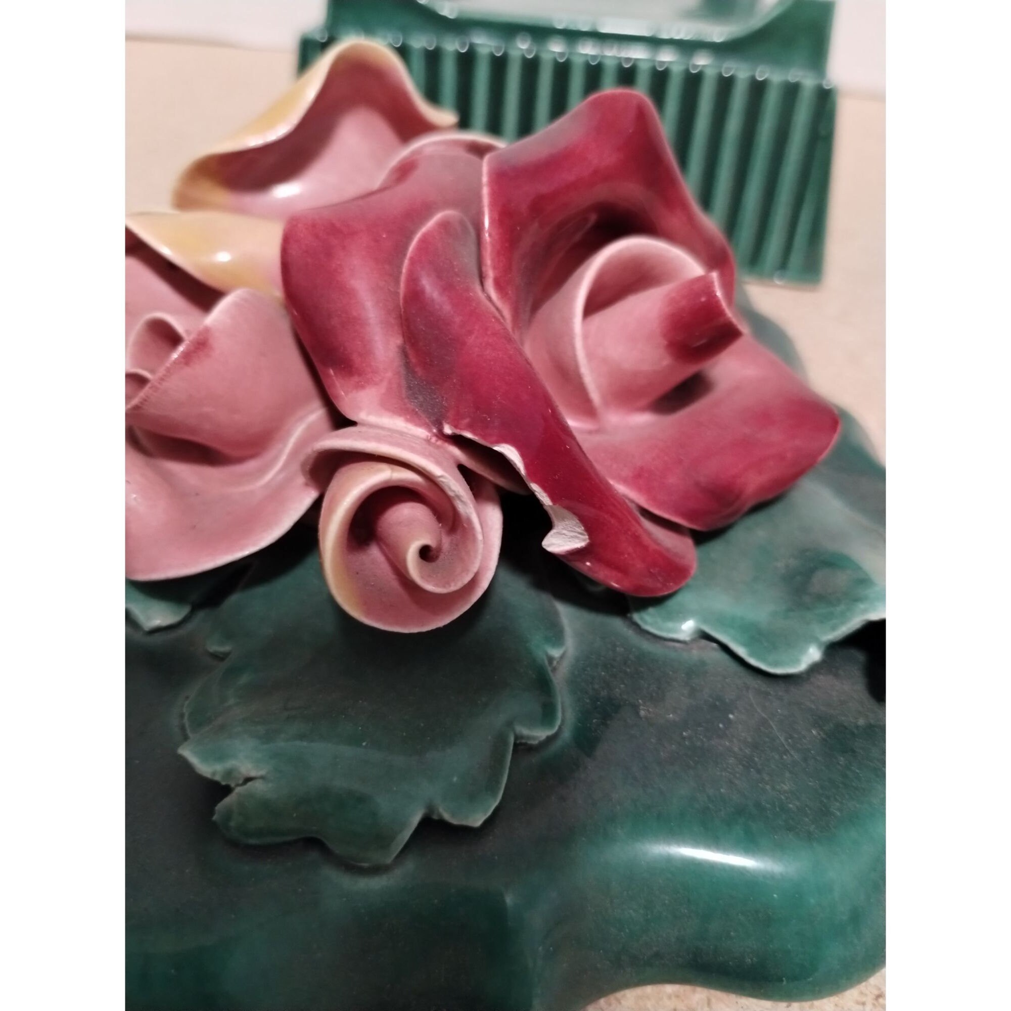 Johannes Brahm Flower Rose Trinket Box #465 With 2 Ashtrays