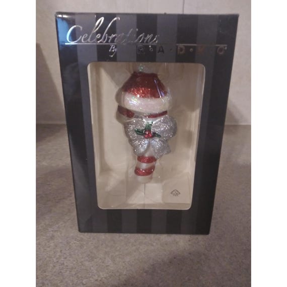 Celebrations by Radko Ornament Frog Santa With Candy Cane Hand