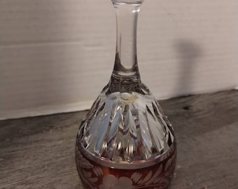 Cranberry West Germany Campana in cristallo al piombo tagliato a mano