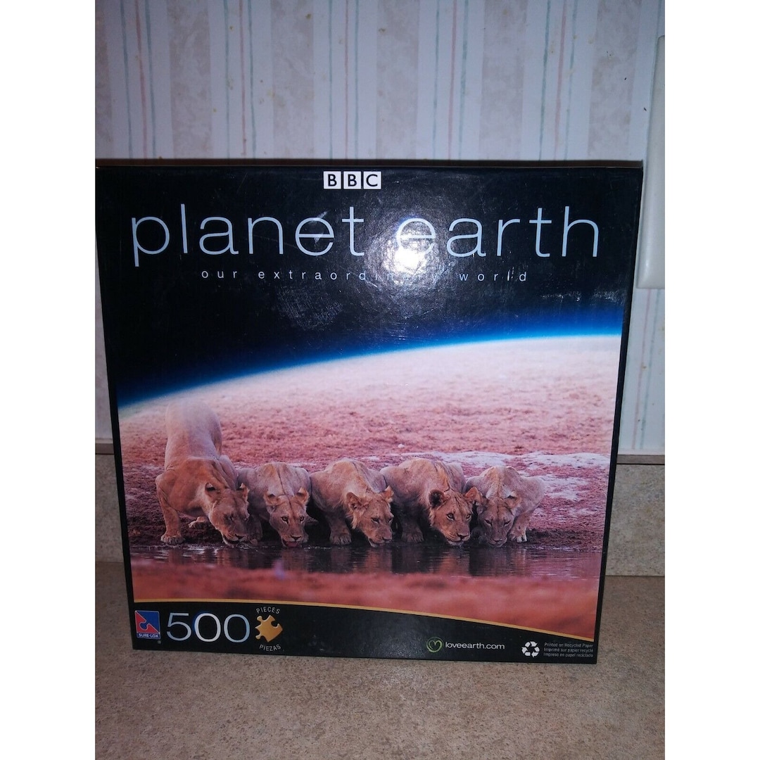 Sure-lox PLANET EARTH 500 Piece Puzzle New Sealed Lions Drinking