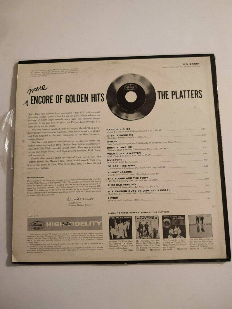 The Platters More Encore of Golden Hits Mercury Records Album Etsy